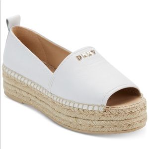 DKNY Mer Peep Toe White Espadrille Sandal